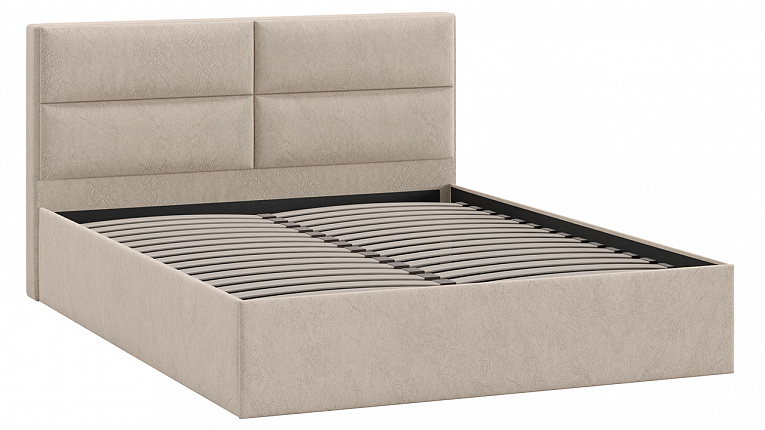 Кровать без подъемного механизма Глосс Трия Тип 1 Микровелюр Wellmart Dark Beige 1400x2000