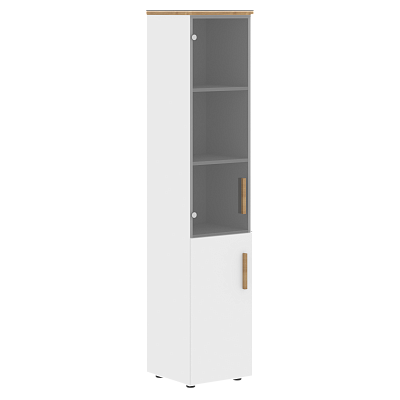 Шкаф-колонка комбинированный Skyland ФОРТА (Forta) FHC 40.2(L) Белый Премиум / Дуб Гамильтон