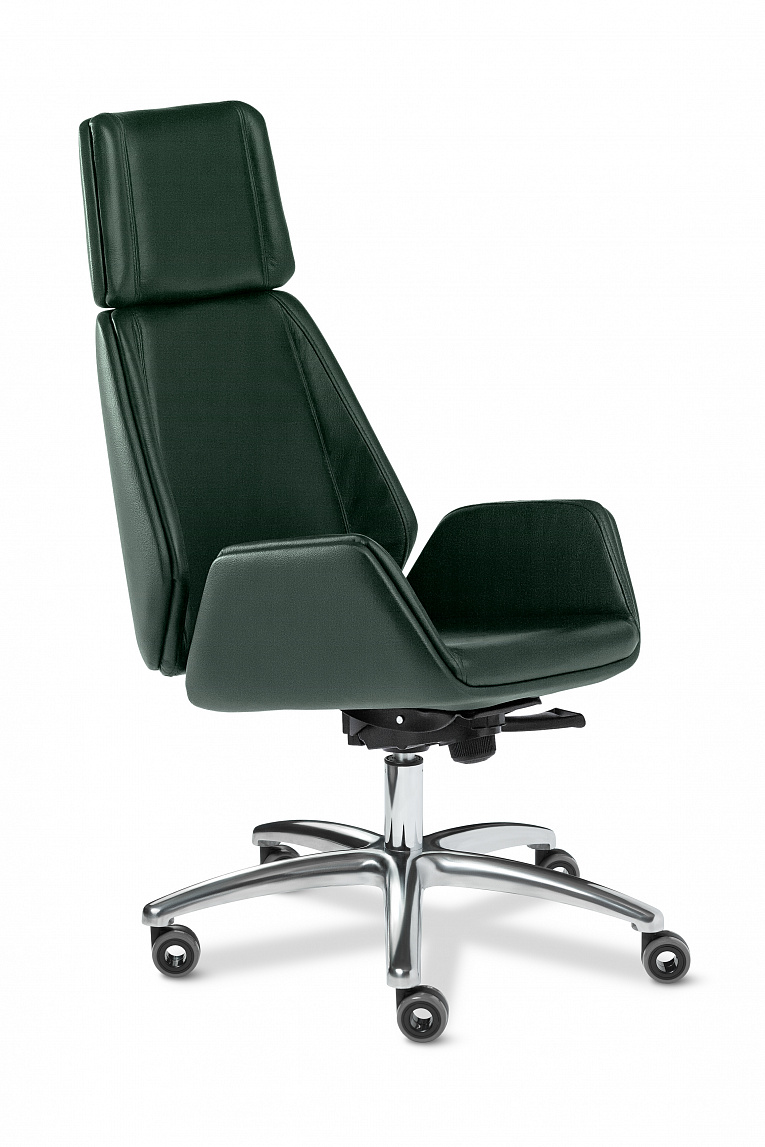 Кресло руководителя MULTI-OFFICE Сиена хром A (Siena Chrome A) кожа темно-зеленый