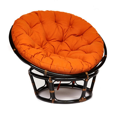 Кресло PAPASAN / ПАПАСАН 23/01 W с подушкой Antique brown ткань оранжевый