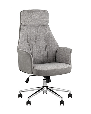 Кресло офисное TopChairs Neoma светло-серый экокожа ткань